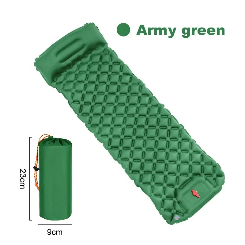 Outdoor Camping Inflatable Mattress Ultralight Air Mat with Built-in Pump Hiking Sleeping Pad Pillow