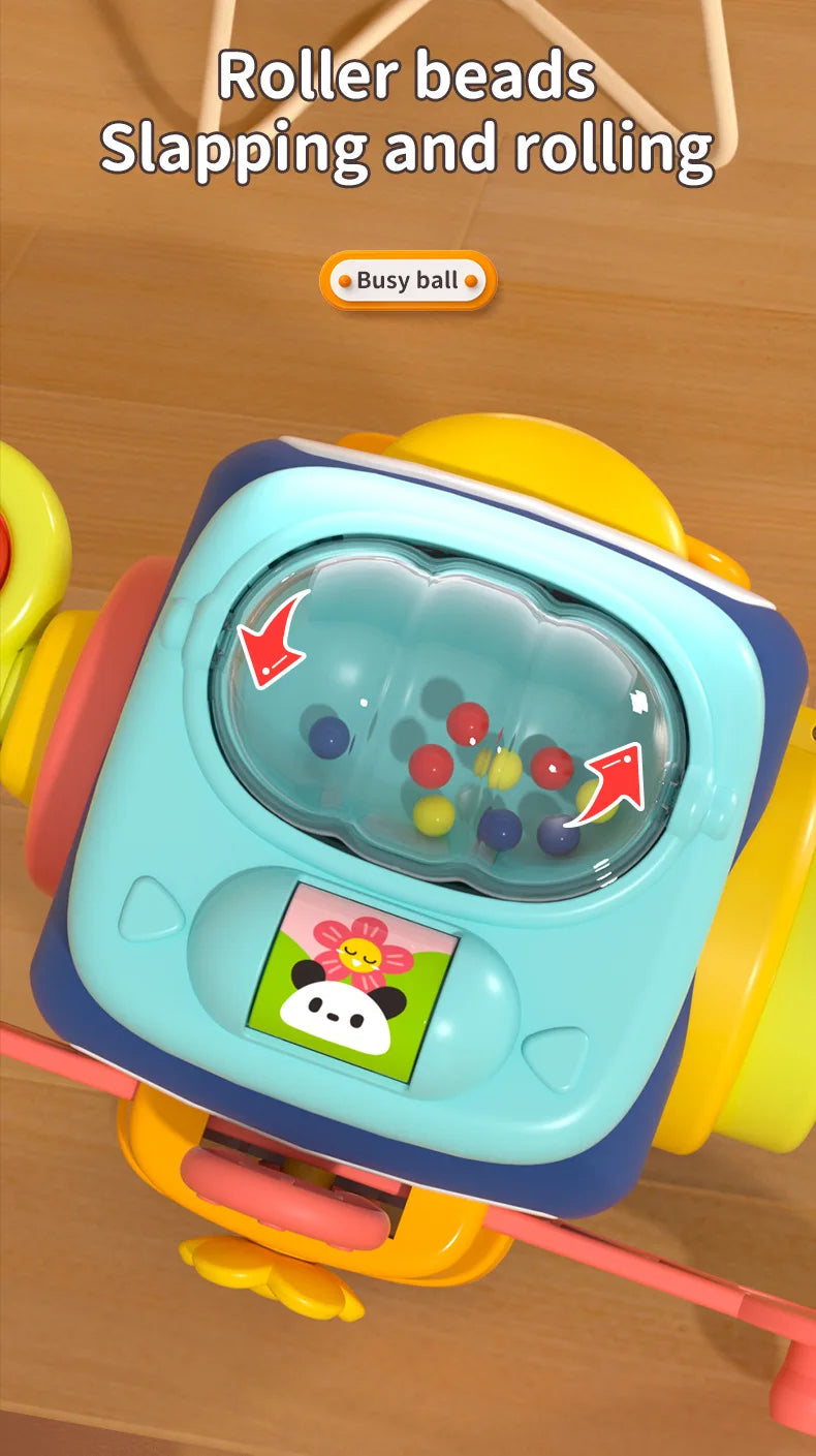 Baby Busy Board Cube Montessori Sensory Toys for Toddler Educational Learning Activities Travel Toy Lock Box Fine Motor Skill