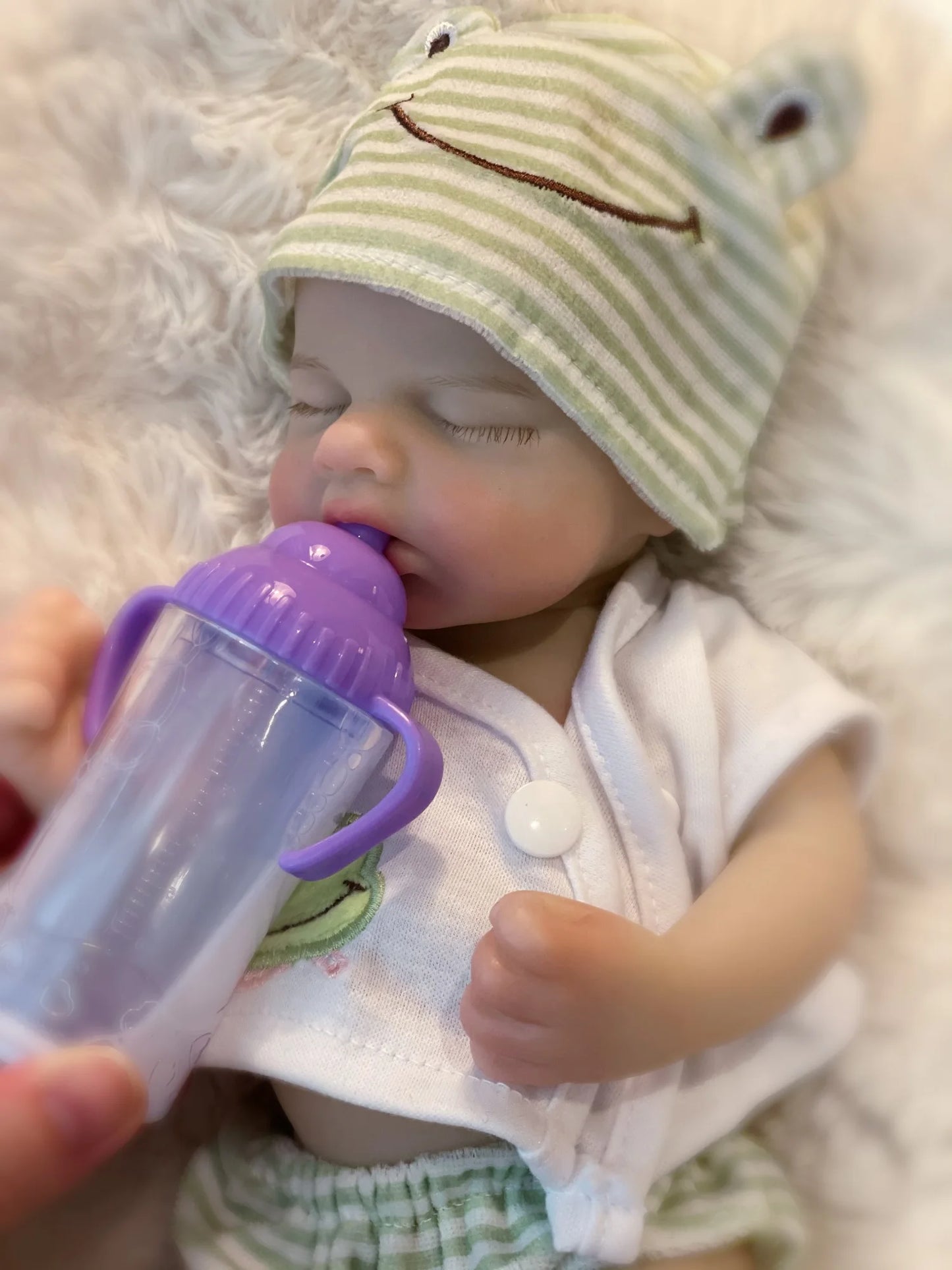 33cm Can Open Mouth Painted Solid Silicone LouLou Bebe Reborn Girl and Boy Washable Newborn Baby Dolls For Kid's Gift