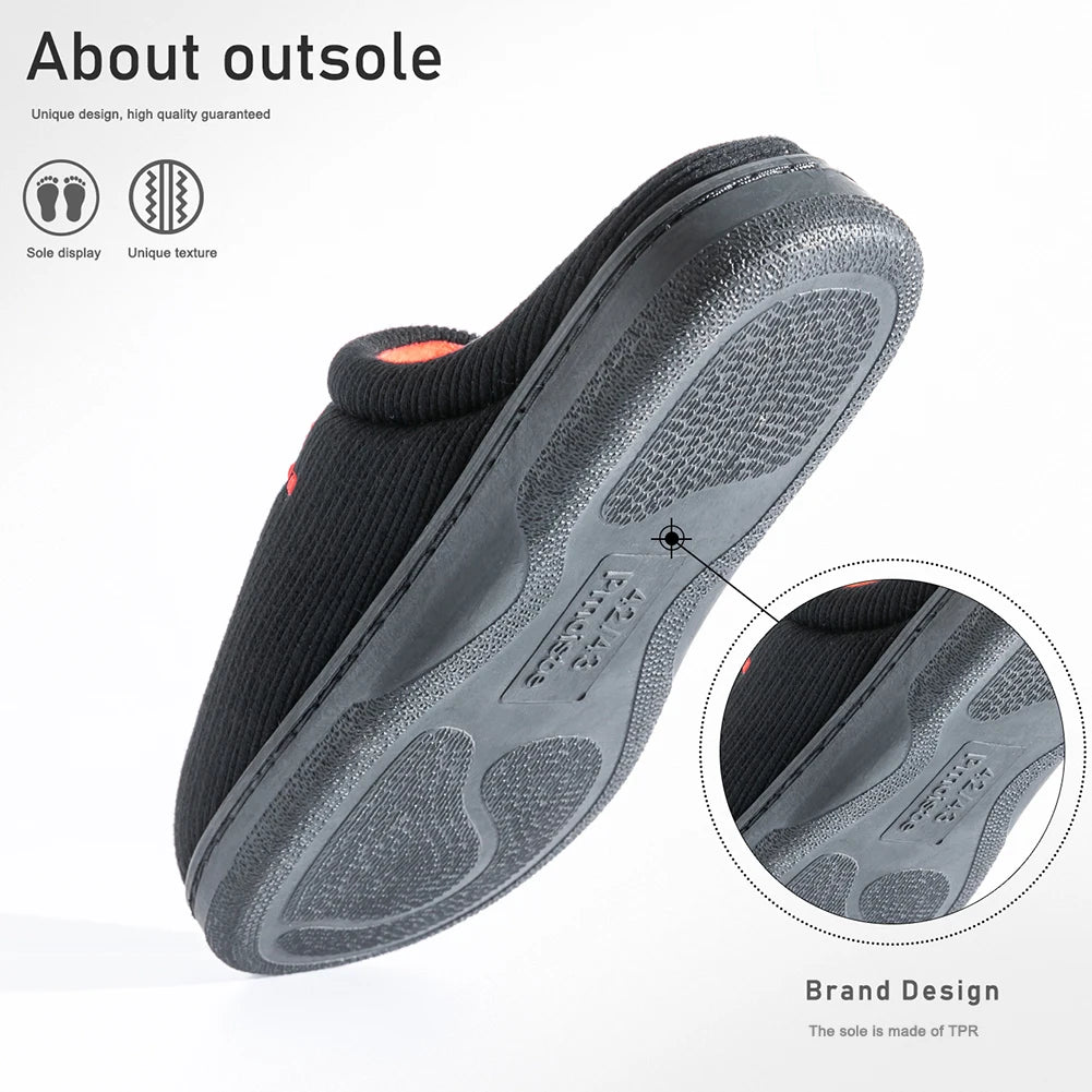 Knitted Embroidered Indoor Slippers For Men With Memory Foam