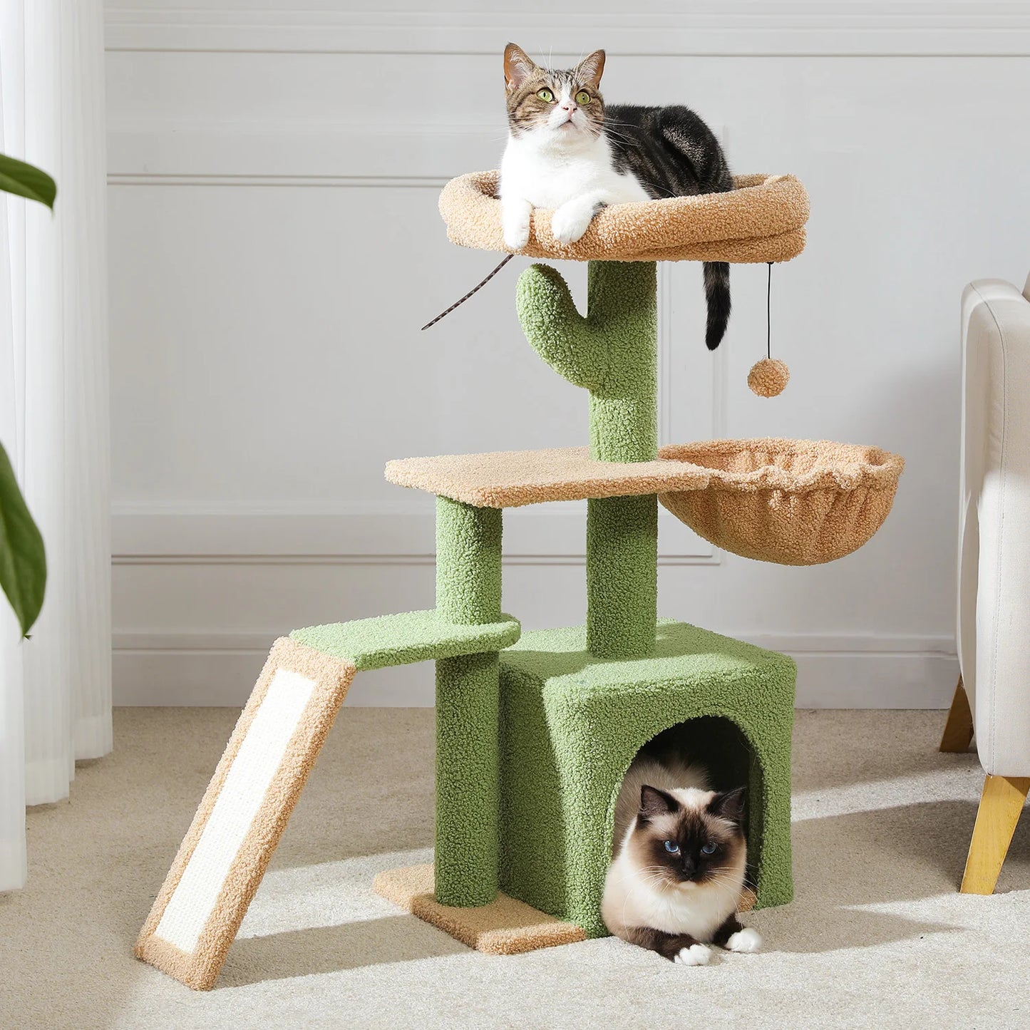 Indoor Cat Tree & Tower with Scratching Posts and Hammock – 2 Styles