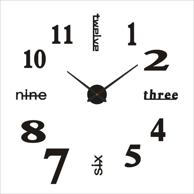 Modern 3D Wall Clock – Soundless, 90–120cm, Home & Office Decor