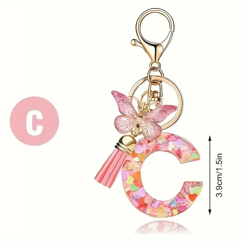 Trendy A-Z Letter Keychain – Car Key Ring & Party Gift Jewelry for Women