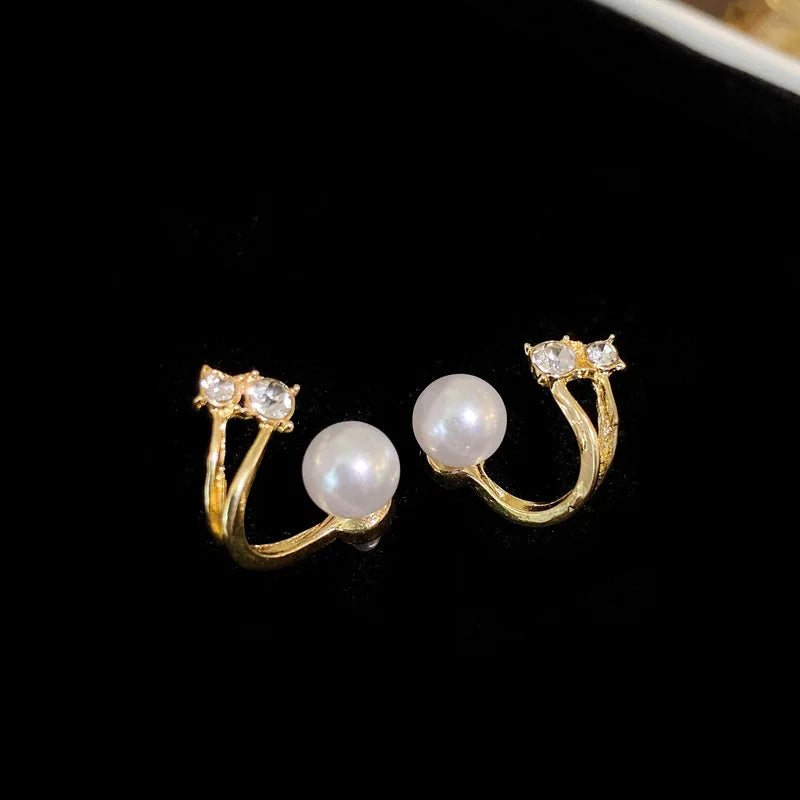 Imitation Pearl Earrings For Women Heart Round Stud Earrings Elegant Love Ear Stud Party Wedding Jewelry Valantine Day Gifts