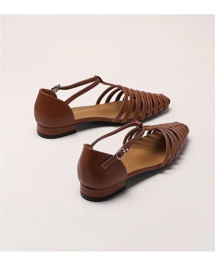 ZAROY Summer Cross Strap Flat Sandals Women Round Toe Ankle Buckle Hollow Casual Roman Sandalia Zapatos De Mujer сандали