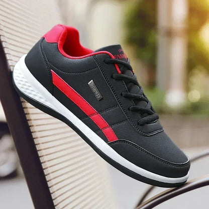 Lace-Up Leather Sneaker, Vulcanized, Waterproof, Men's Casual Shoes