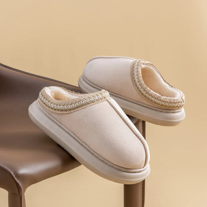 Mens Plush Fleece Lined Slippers With Thick EVA Sole Indoor Outdoor Non Slip