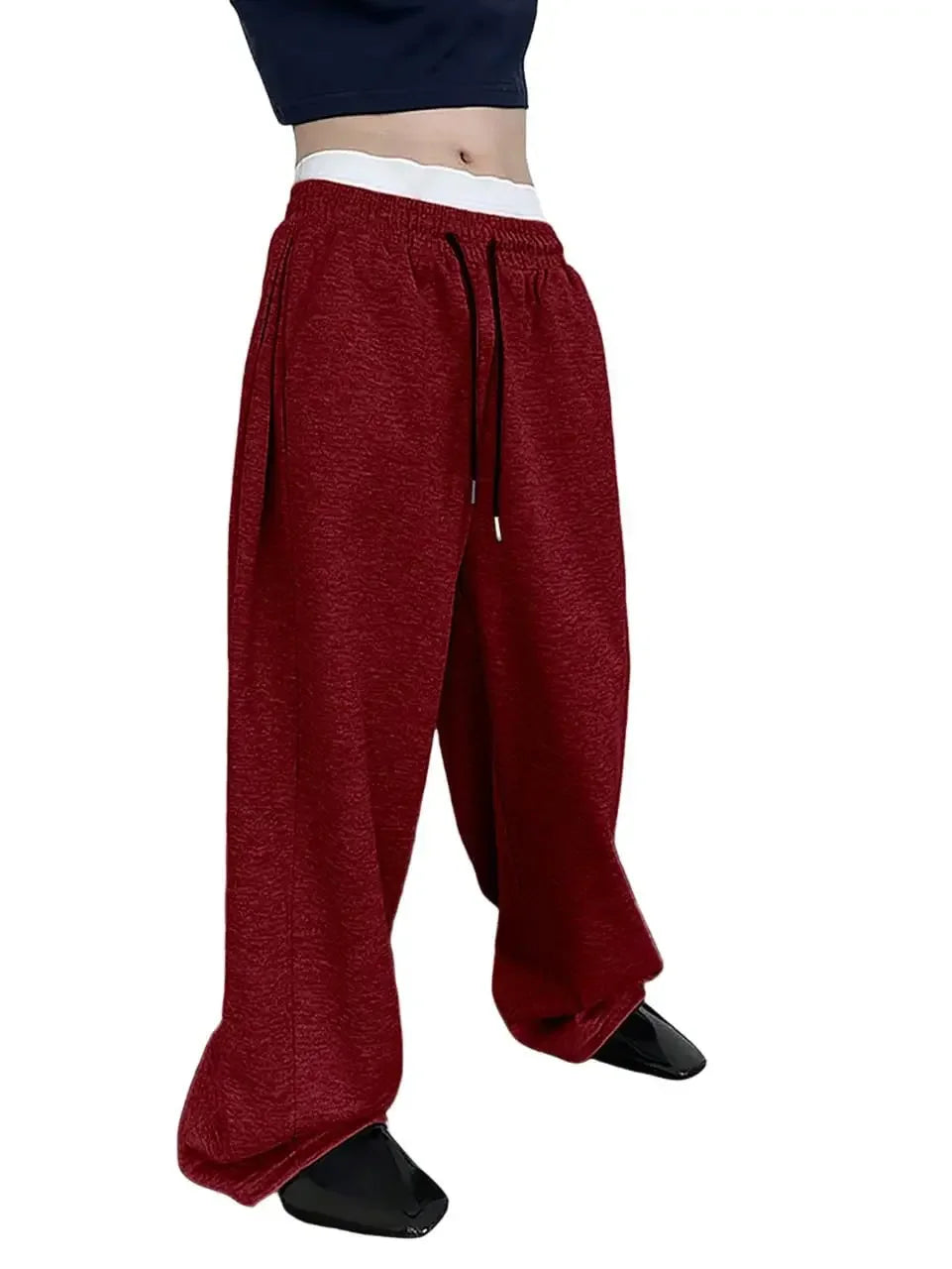 Men's Polyester Velvet Casual Pants Loose Wide Leg Autumn Winter