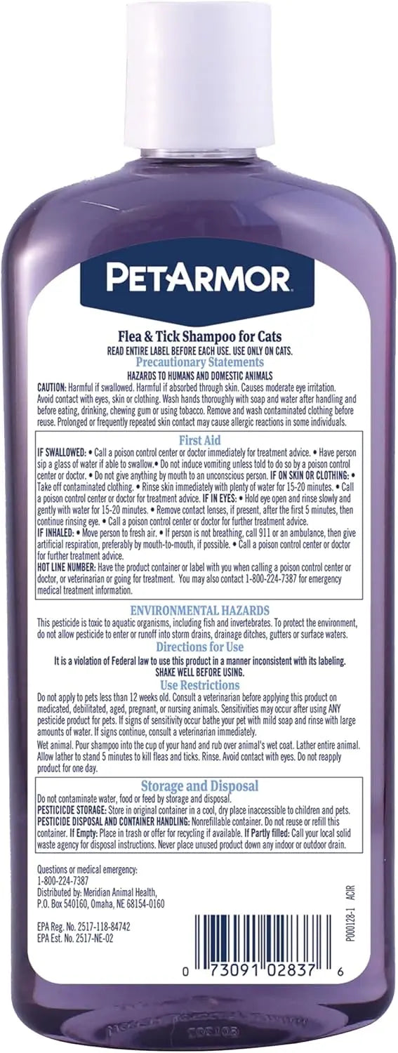 Coconut Berry Scented Cat Flea & Tick Shampoo, 12oz – Kills Fleas & Ticks