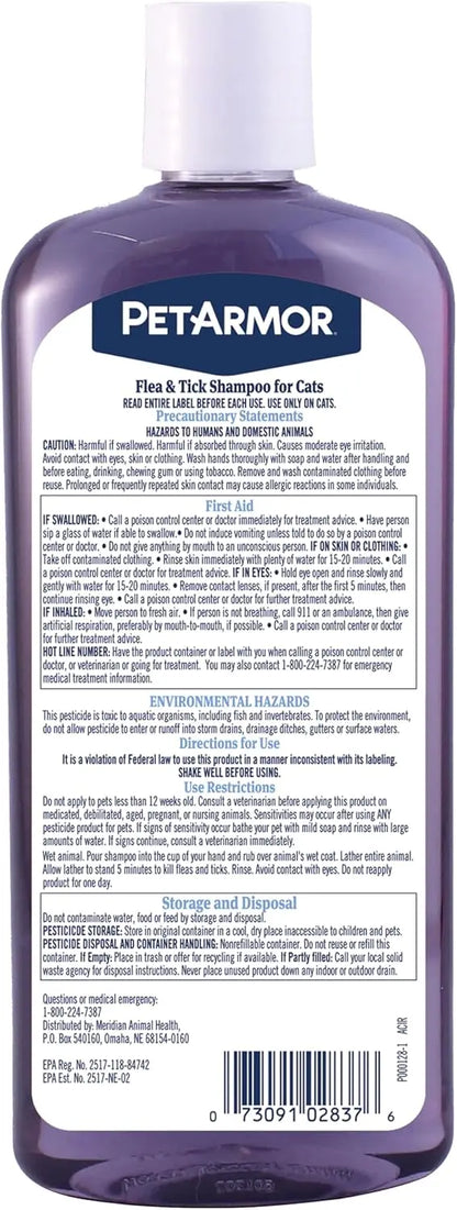Cat Flea and Tick Shampoo, Coconut Berry Scent, 12 Oz