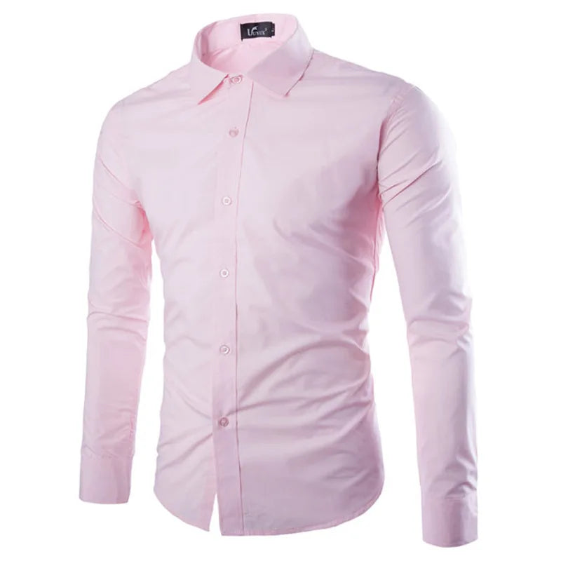 14 Colors Solid Color Men's Fashionable Candy Color Shirt Men's Casual Long Sleeve Shirt for Men