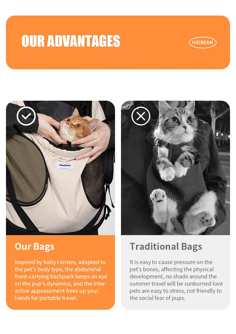 Pet Chest Backpack Front Carrying Tote Backpack Dogs and Cats Breathable Portable Outdoor Bag Shoulder Cat Bag