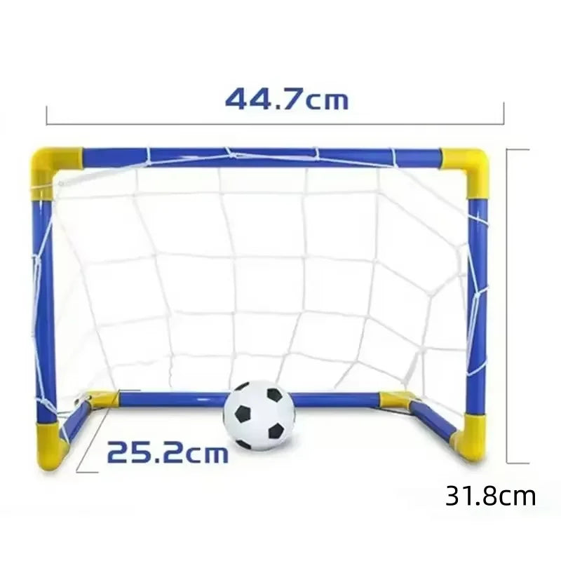 Indoor mini folding football soccer ball goal post net set pump kids sport outdoor home game toy child birthday gift plastic