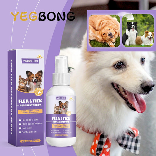 YEGBONG 50ml Flea Tick Prevention Spray for Dogs and Cats Fast Acting Waterproof Outdoor Protection with Natural Essential Oils