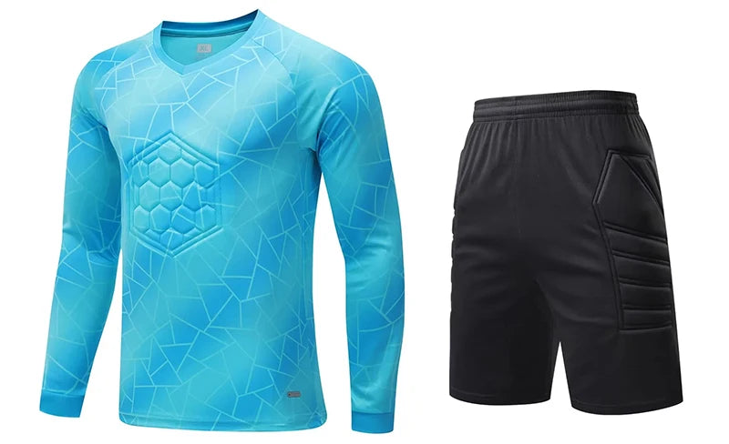 Men Kid 2024 Soccer Goalkeeper Uniform Protective Sponge Long Sleeve Football Training Goalkeeper Top Soccer Jersey Pants Custom