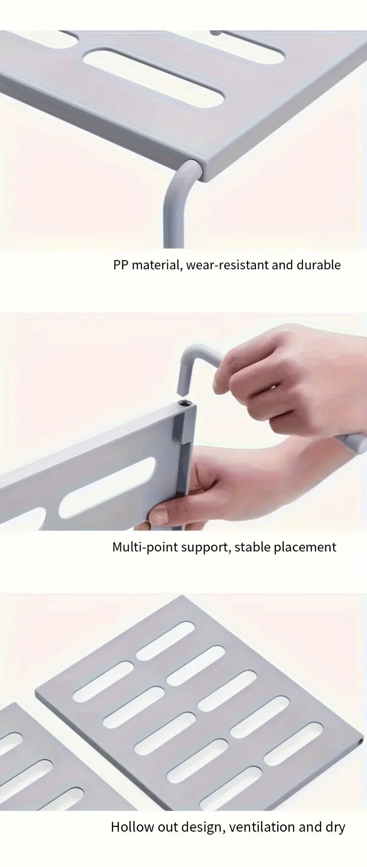 Adjustable Plastic Shoe Rack Multi-Tier Storage Organizer Space Saving for Sneakers Slippers Home Dorm Closet White Gray Modern