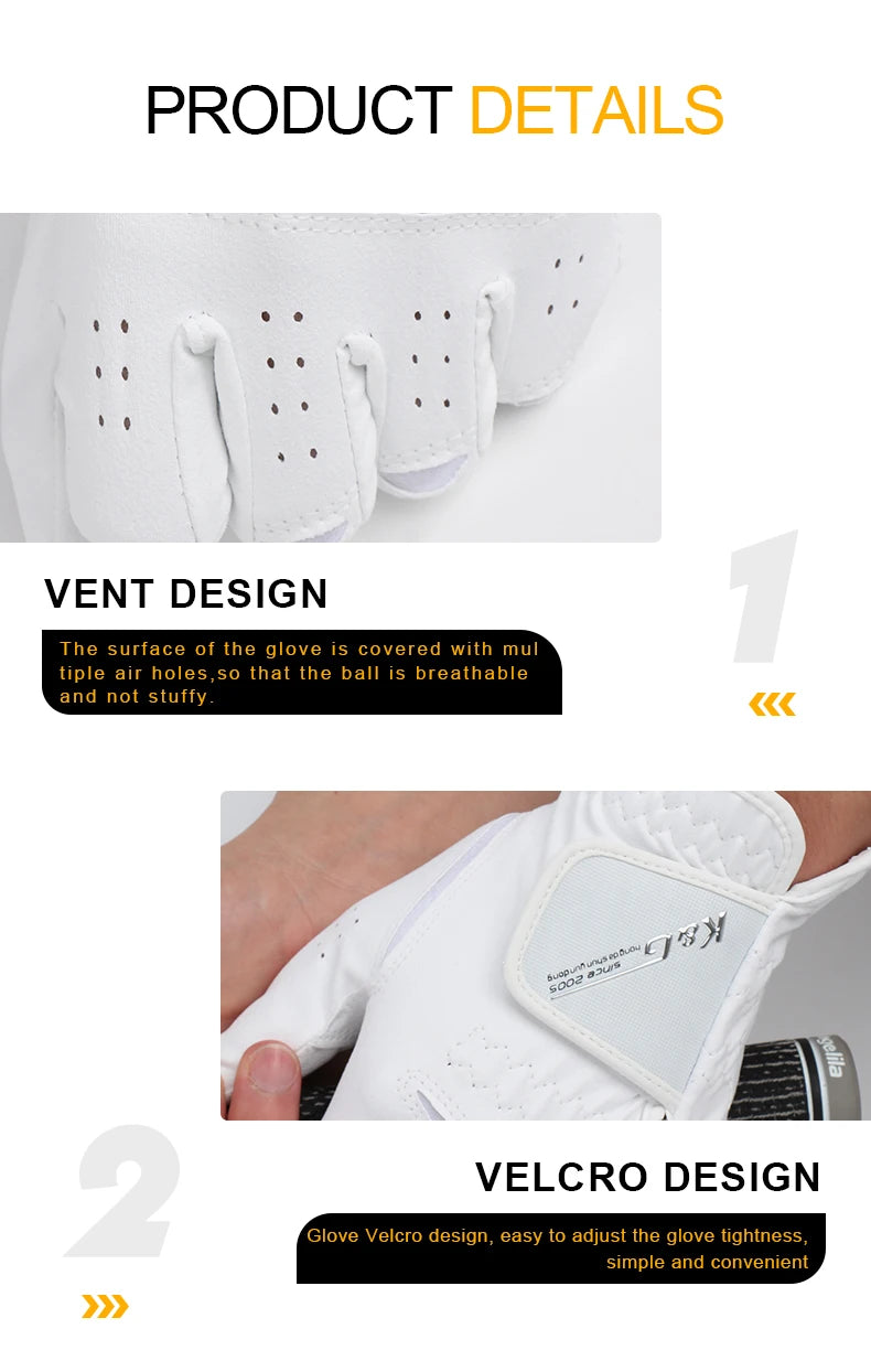 High Quality Golf Gloves Men's Gloves Left Hand Soft White Dark Grey Swing Training Granules Breathable Namib Gloves Non-slip