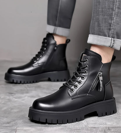 Winter Waterproof Genuine Leather Lace Up Ankle Boots For Men Outdoor