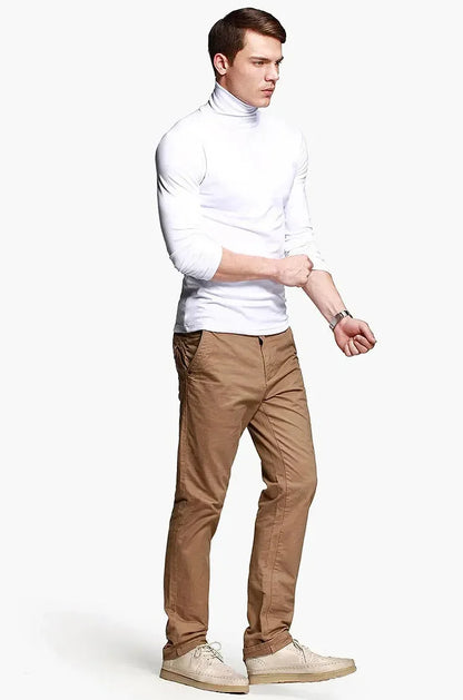 Men's Turtleneck Long Sleeve Stretch Knit T Shirt Slim Fit