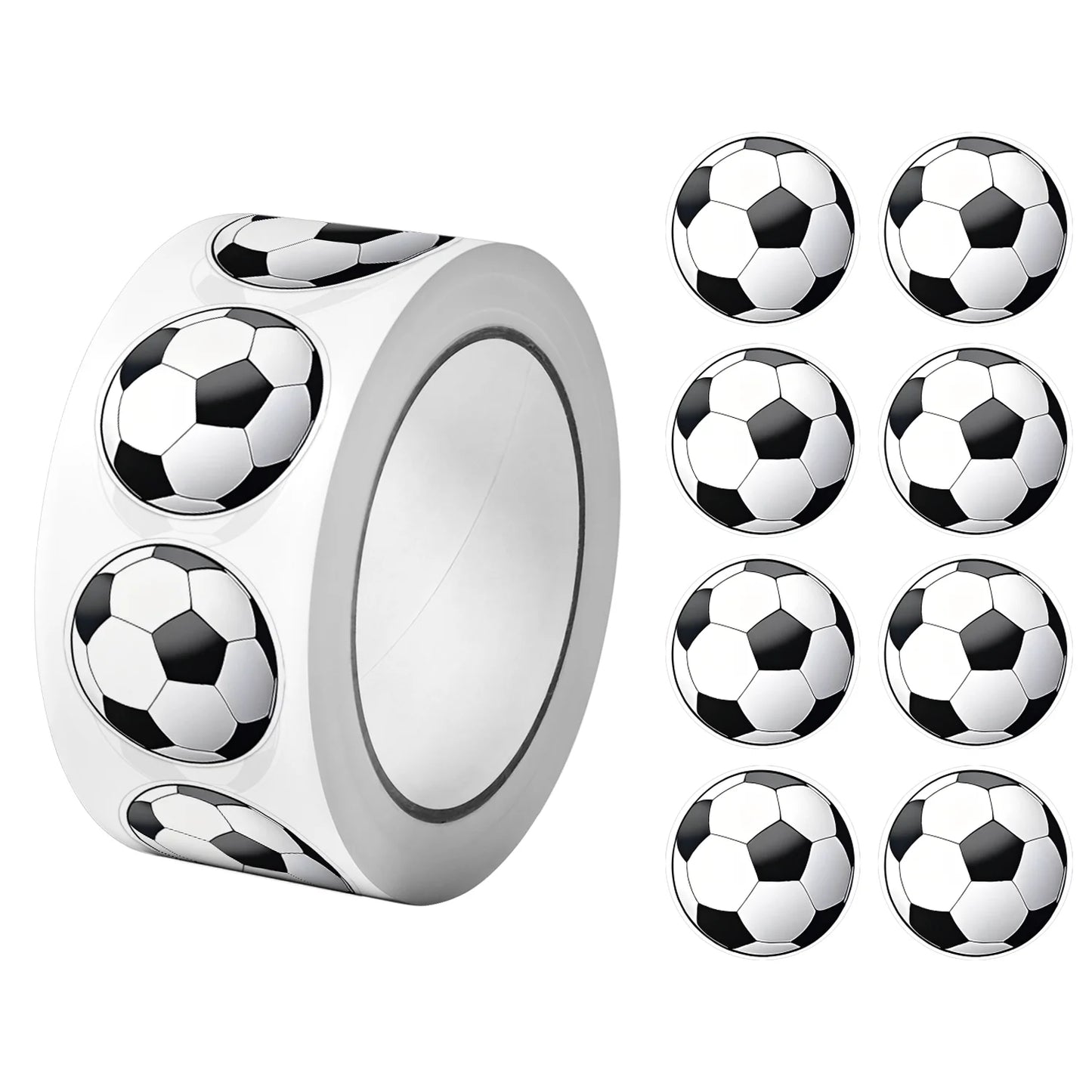 500Pcs/Roll Colorful Footballs Soccers Sport Stickers 2.5cm/1.0'' 16 Designs Decals Diy Adorn Gifts for Various Packaging