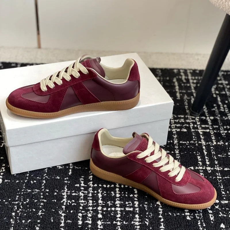 AIYUQI Women's Sneakers 2025 New Genuine Leather Ladies Moral Training Shoes Casual Spring Flat Shoes Women