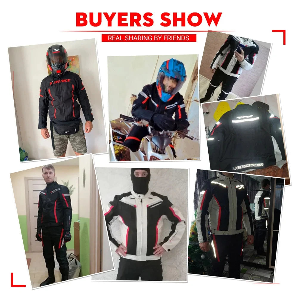 Motorcycle Jacket Waterproof Motorcross Jacket Pants Moto Jacket Windproof Riding Motorbike Clothes With Protective Gear M-3XL