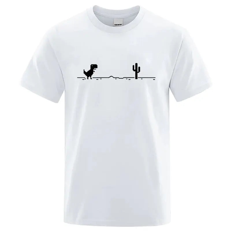 Men's T-shirts Printed Dinosaur Cactus Funny Tops Summer Cotton T-shirt for Men Casual O-Neck Tee Shirts Streetwear Basic Top