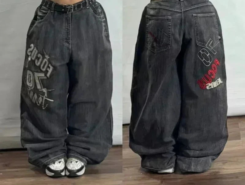 American Fashion Hip Hop Joker Oversized Jeans Women Street Y2K New Clearance Spot Hot Mopping Wide-leg Pants Unisex Loose Jeans