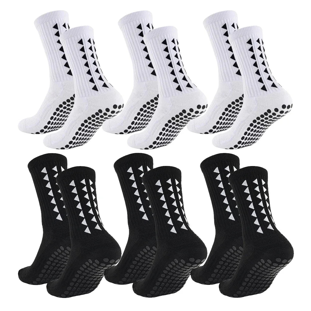 6 Pairs Multi-Sport Grip Socks, Towel Bottom Anti-Slip for Football Running Gym, Mens Womens Athletic Socks Set, Men Socks