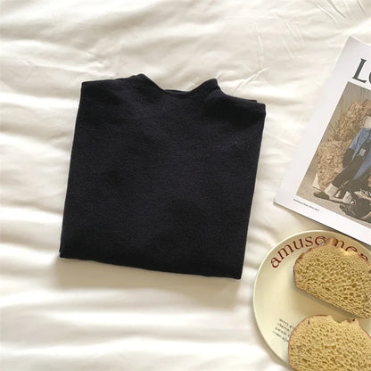Women Mock Neck Knitted Sweater Pullover Slim Fit Knitwear