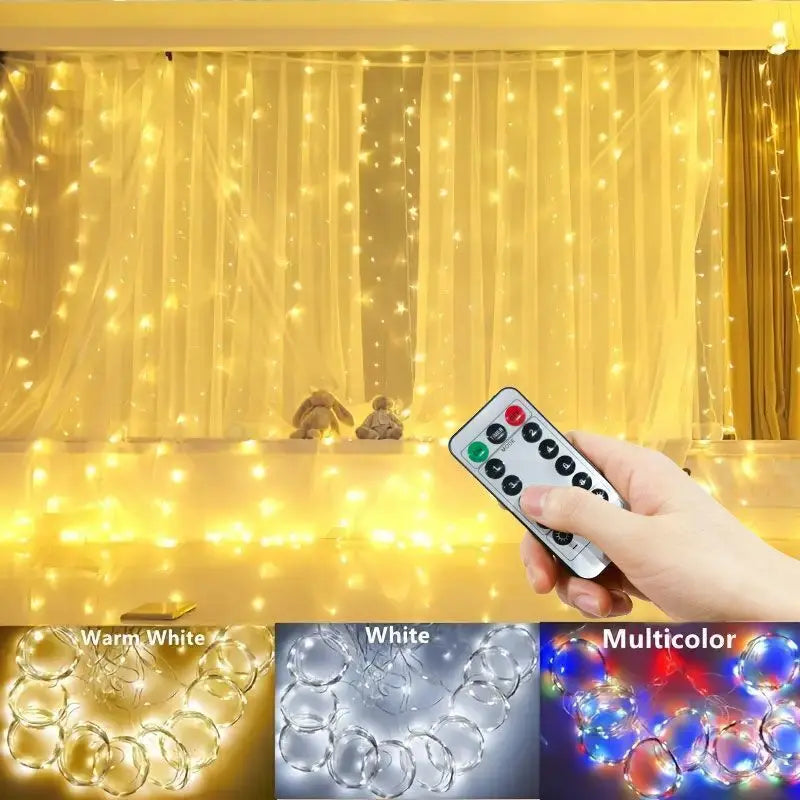 3/4/6M LED Curtain String Lights – USB Powered Fairy Garland with Remote Control, Christmas Festoon Lights for Bedroom, Home & Party Decoration
