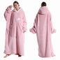 Extra Long Hooded Blanket – Winter Flannel Wearable Throw with Full Sleeves