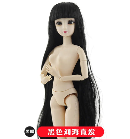 30 cm 1/6 Scale Ball-Jointed Doll With 3D Eyes Long Wig Plastic Body