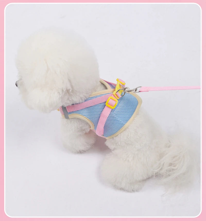 Puppy Dog Reflective Pet Harness And Leash Set For Dog &Cat No Pull Dog Vest Harness With Breathable Mesh Chest Straps