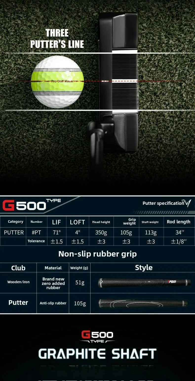 PGM Titanium Alloy No.1 Wood Iron Rod Putter Set Low center of gravity Golf Club Complete Set for Men Beginners MTG075