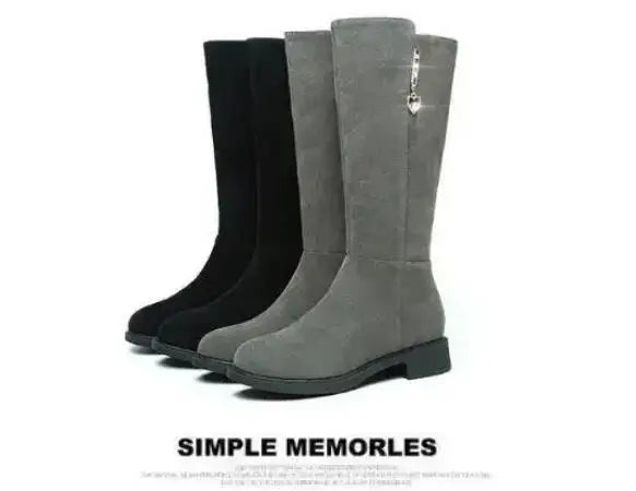 2025 New Women Warm Plush Snow Boots Casual Flat All-match Cotton Fashion Side Zipper Winter Shoes Thigh High Boot Botas Mujer