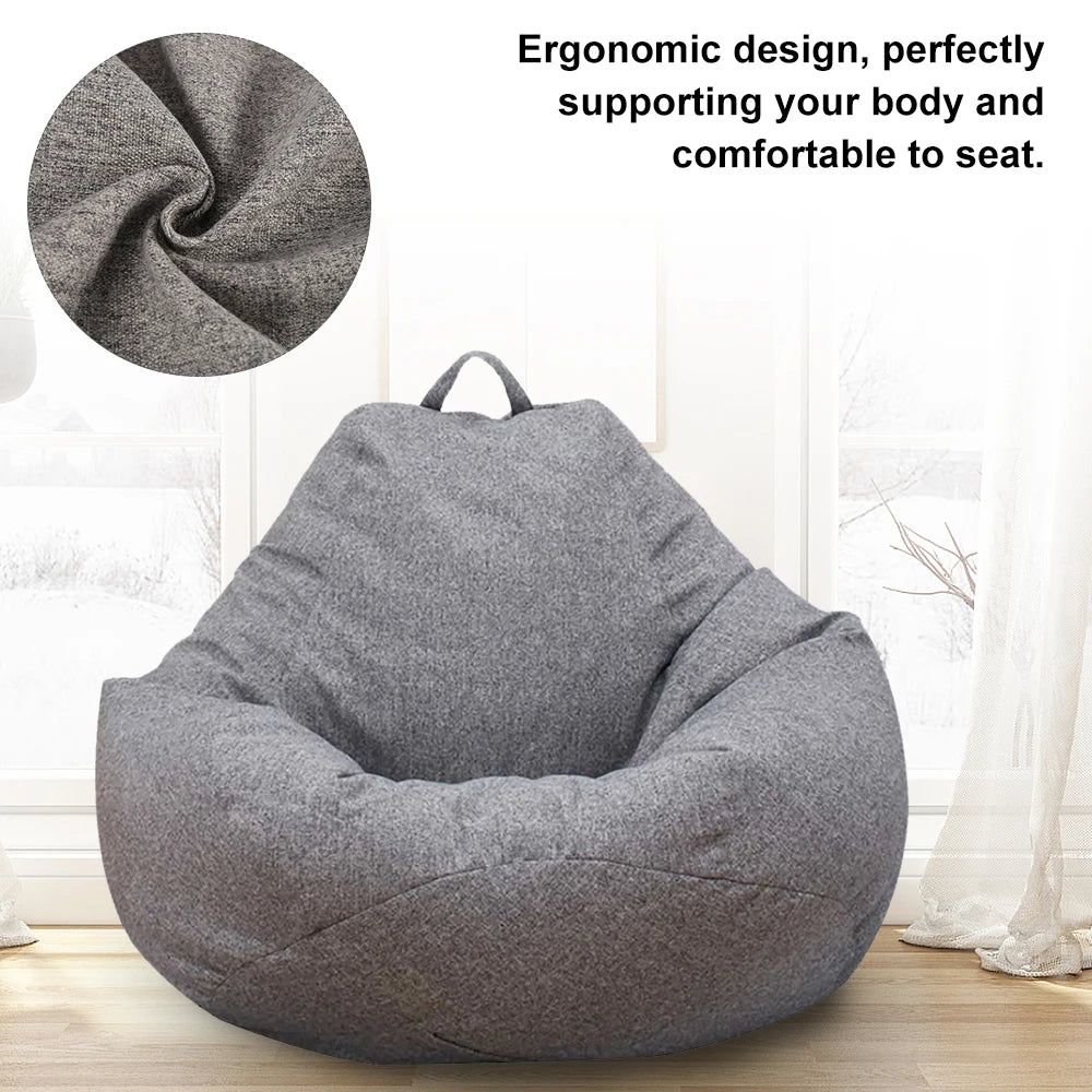 Lazy Sofa Cover Solid Chair Covers Without Filler Linen Cloth Lounger Seat Bean Bag Pouf Puff Couch Tatami Living Room Beanbags