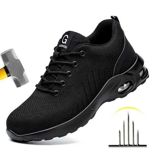 Air Cushion Steel Toe Work Shoes For Men Women Anti Puncture Breathable