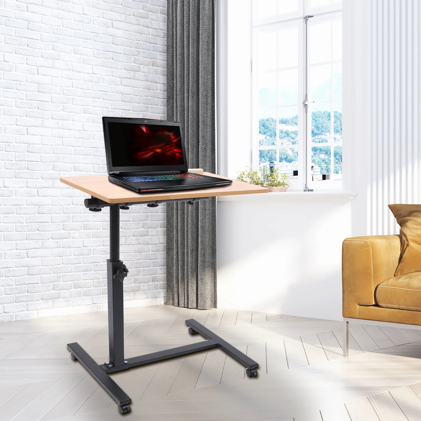 58-90cm Adjustable Mobile Standing Computer Desk Laptop Desk for   Office Livingroom Lounge Study Bedroom