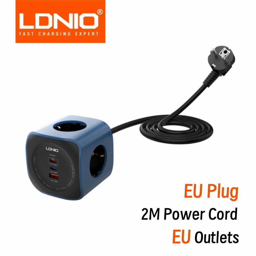 LDNIO Cube Power Strip 65W Charging Stations 2M Electric Extension Power Cord Uk Us Eu Plugs Adapter Usb Socket Surge Protector