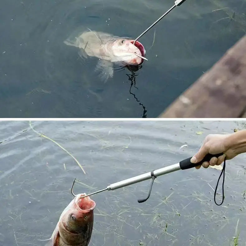 Telescopic Fish Gaff Hook,About 28-60cm Stainless Steel Ice Sea Fishing Spear Hook Portable Retractable Fishing Tackle equipment