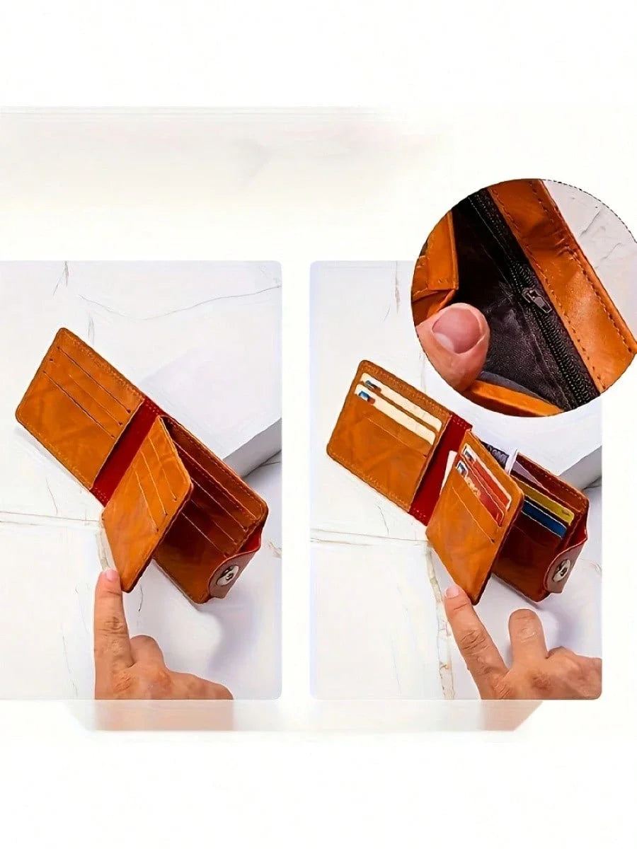 Large Capacity Men’s Leather Wallet – Fashion Card & Money Holder