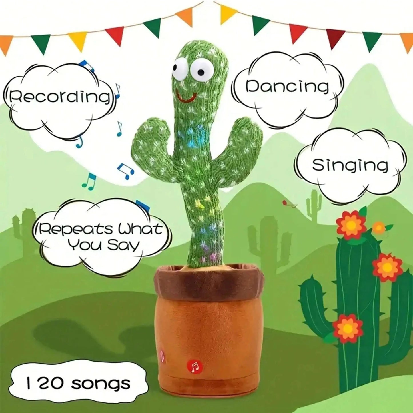 1pc-Dancing Talking Cactus Toys For Baby Boys And Girls, Singing Mimicking Recording Repeating What You Say Sunny Cactus Up Plus