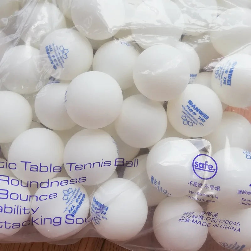 SANWEI 50/100pcs 3 Star TR Table Tennis Balls White ABS New Material with Seamed 40+ Professional Ping Pong Balls for Training