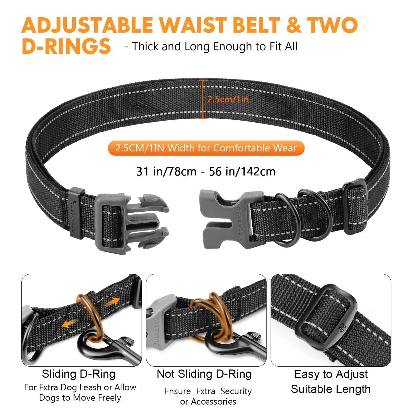 Hands Free Dog Leash with Zipper Pouch, Dual Padded Handles and Durable Bungee for Walking, Jogging and Running Your Dog