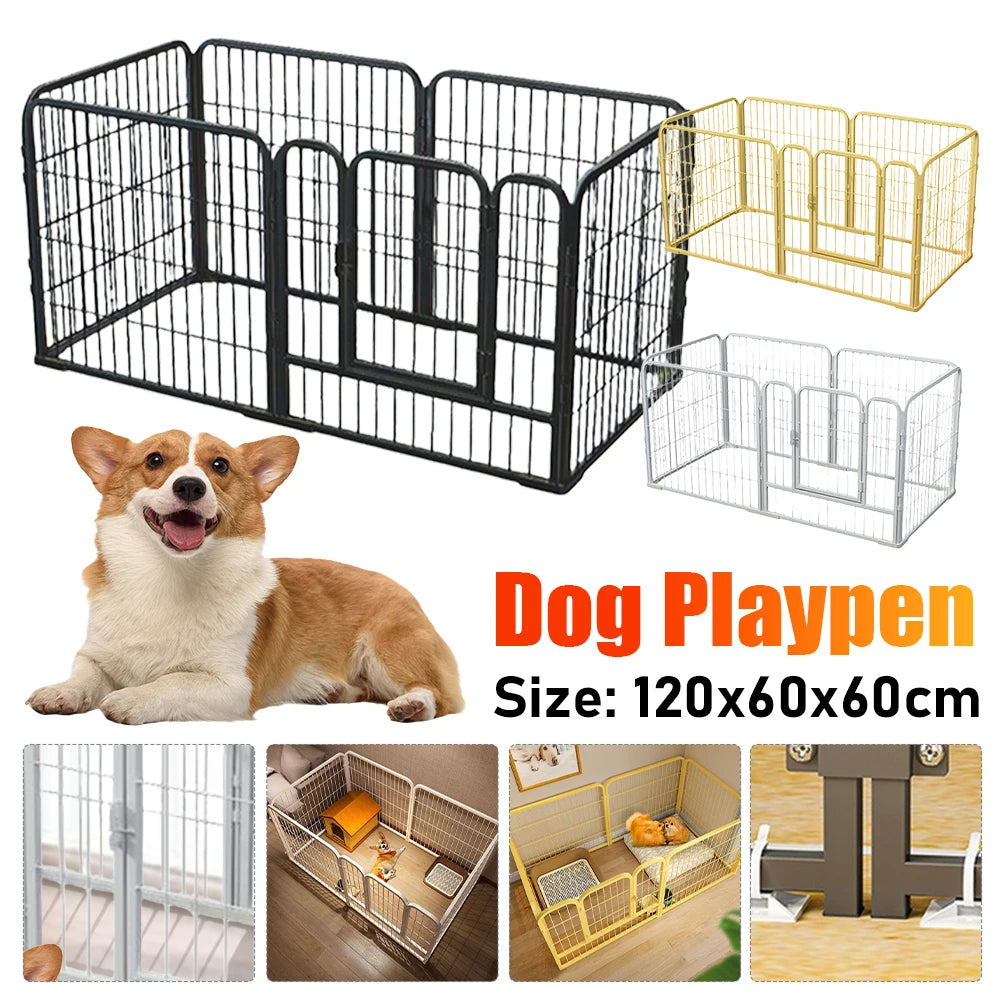 6 Panels Dog Fence Playpen Foldable Exercise Puppy Kennel Cage Heavy Duty Dog Exercise Fence for Dog Cat Rabbit Pet Exercise