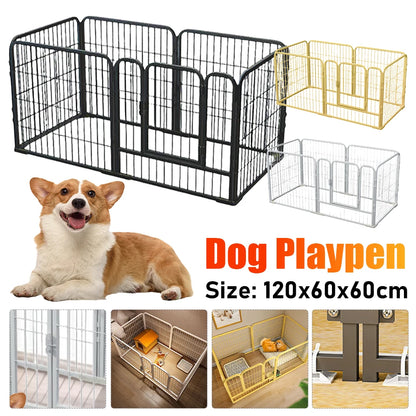 6 Panel Folding Dog Fence Playpen Heavy Duty Stainless Steel