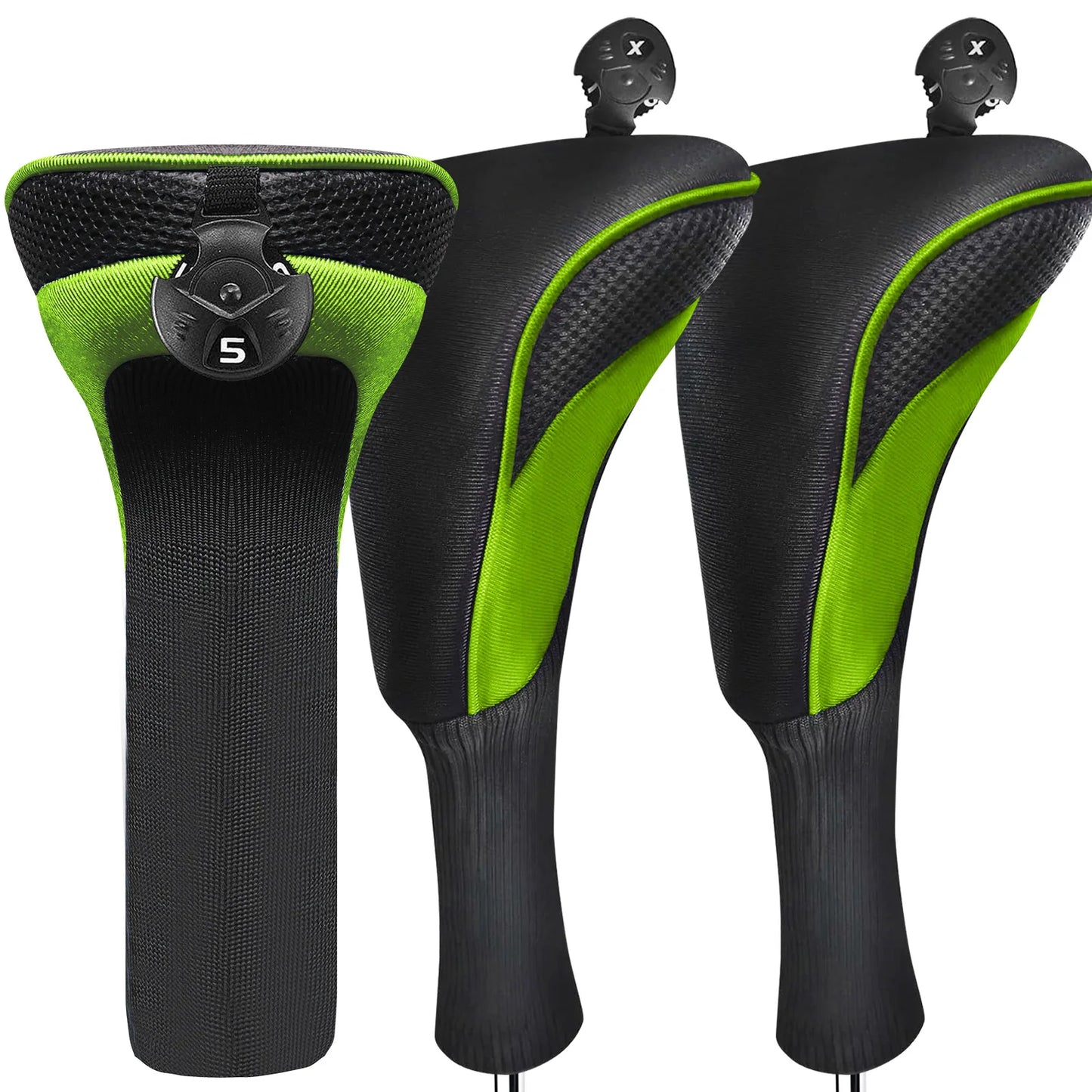 3pcs Golf Club Head Covers for Woods Driver Fairway Hybrid, Long Headcover Interchangeable Accessories