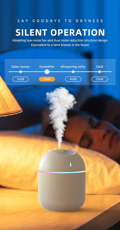 270ml USB Air Humidifier With Cool Mist Aroma Diffuser LED Night Light