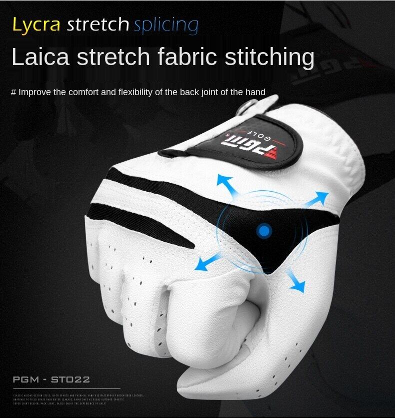 PGM Men Golf  Gloves White Breathable Kid-lambskin Genuine Leather Sport Hand Glove Wear Single Left Right Handed Batting ST022